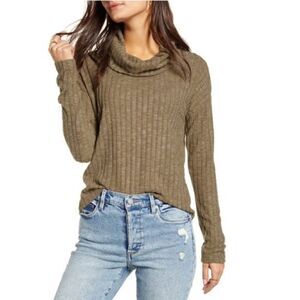 🆕BP Olive Green Ribbed Cowl Neck Lightweight Sweater M